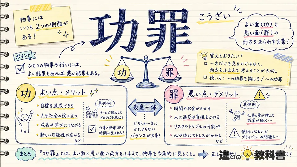功罪（こうざい）の意味や使い方【図解Note】