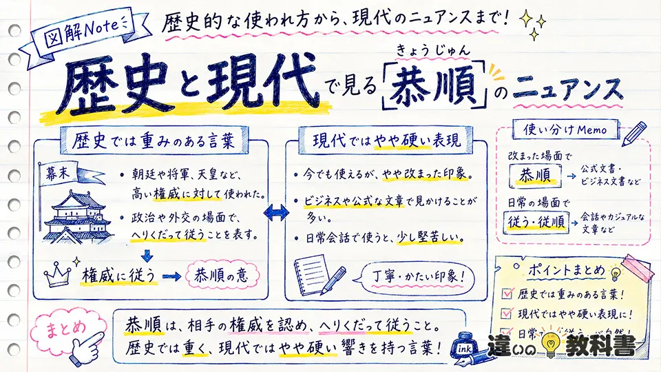 恭順の意味を歴史的な用法と現代のニュアンスから整理