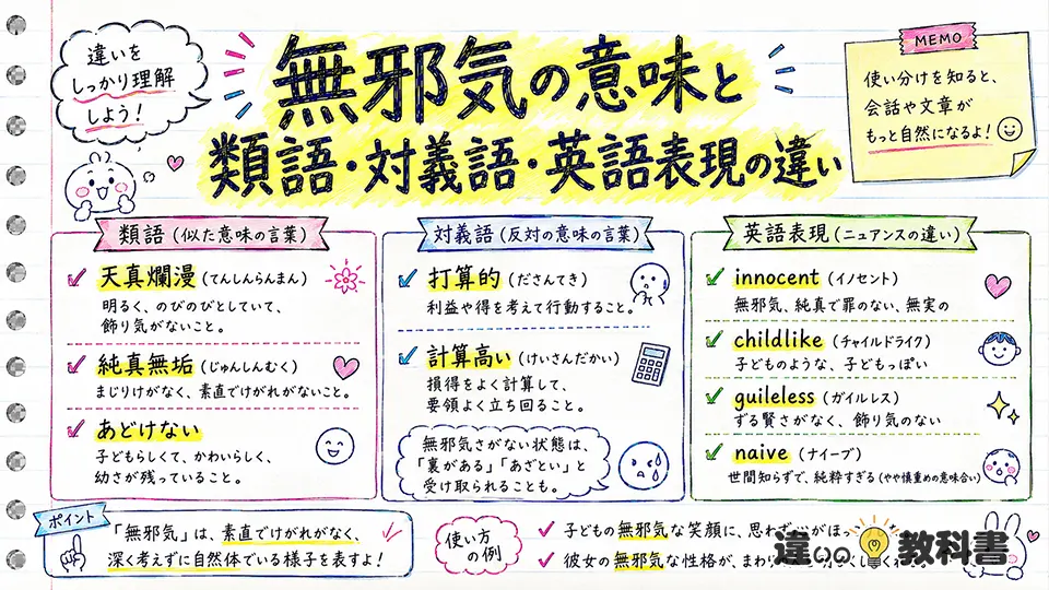 無邪気の意味と類語・対義語・英語表現の違い