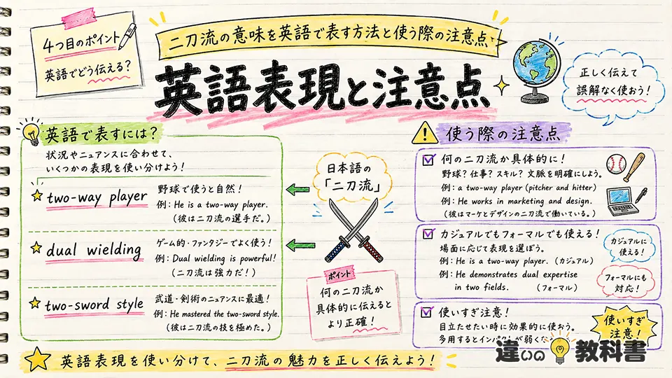 二刀流の意味を英語で表す方法と使う際の注意点