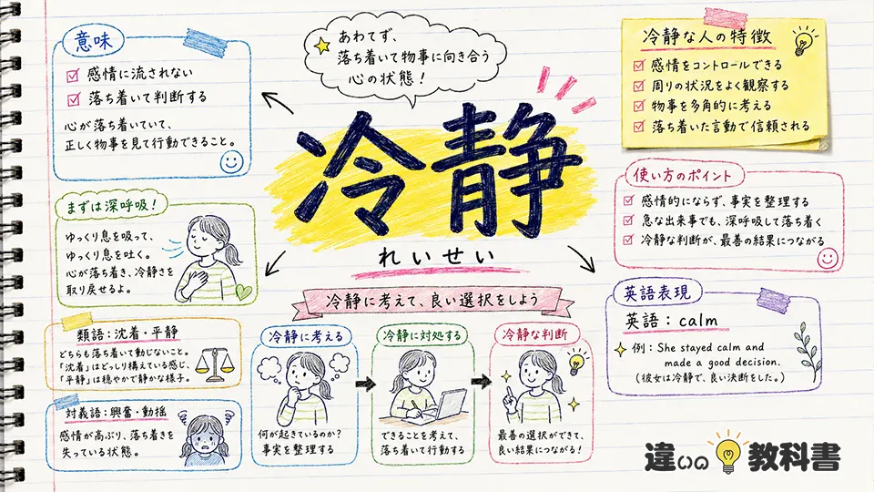 冷静（れいせい）の意味や使い方【図解Note】