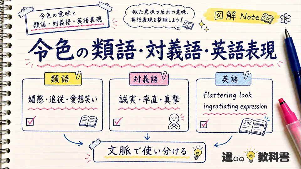 令色の意味と類語・対義語・英語表現