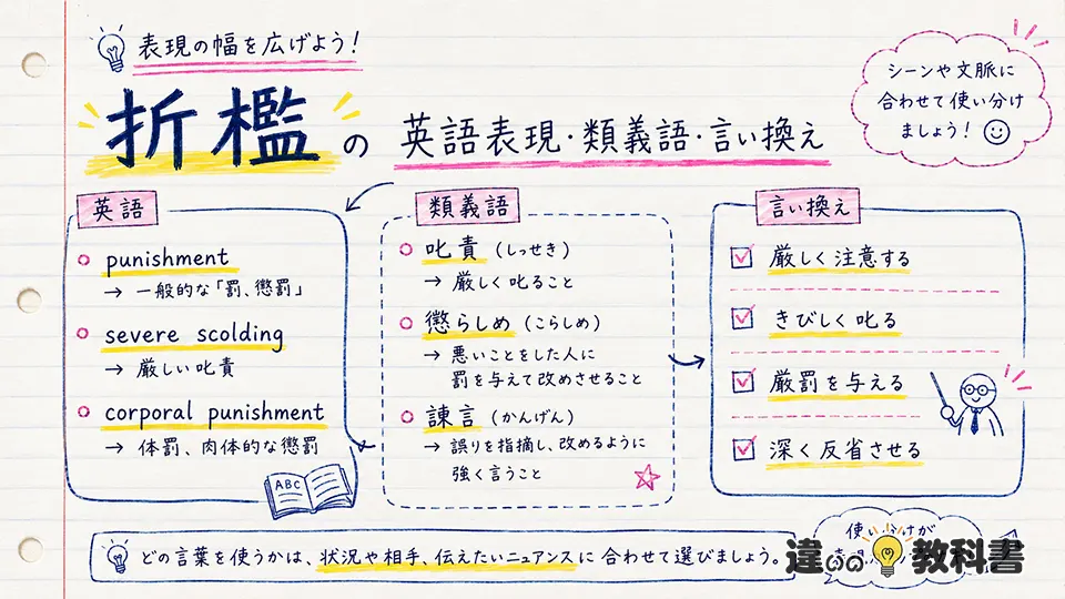 折檻の意味をさらに理解｜英語表現・類義語・言い換え
