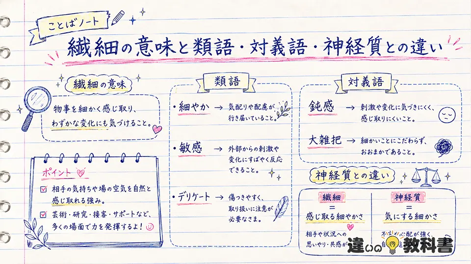 繊細の意味と類語・対義語・神経質との違い