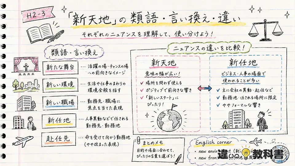 新天地の意味と類語・言い換え｜新任地や新しい職場との違い