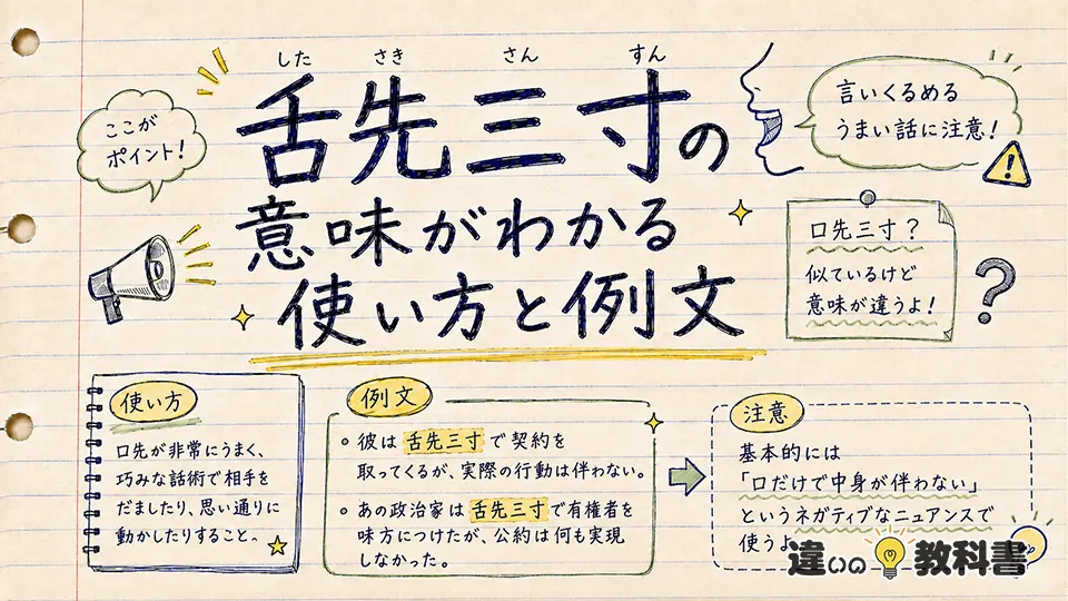舌先三寸の意味がわかる使い方と例文