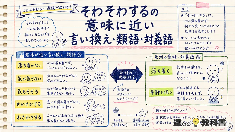 そわそわするの意味に近い言い換え・類語・対義語