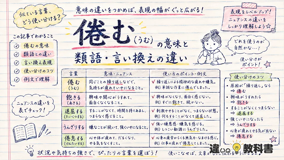 倦むの意味と類語・言い換えの違い