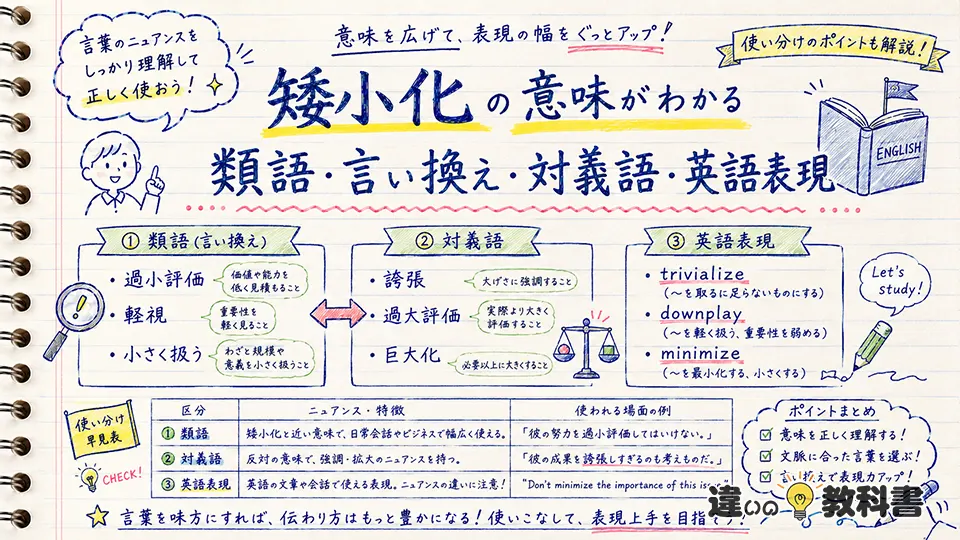 矮小化の意味がわかる類語・言い換え・対義語・英語表現