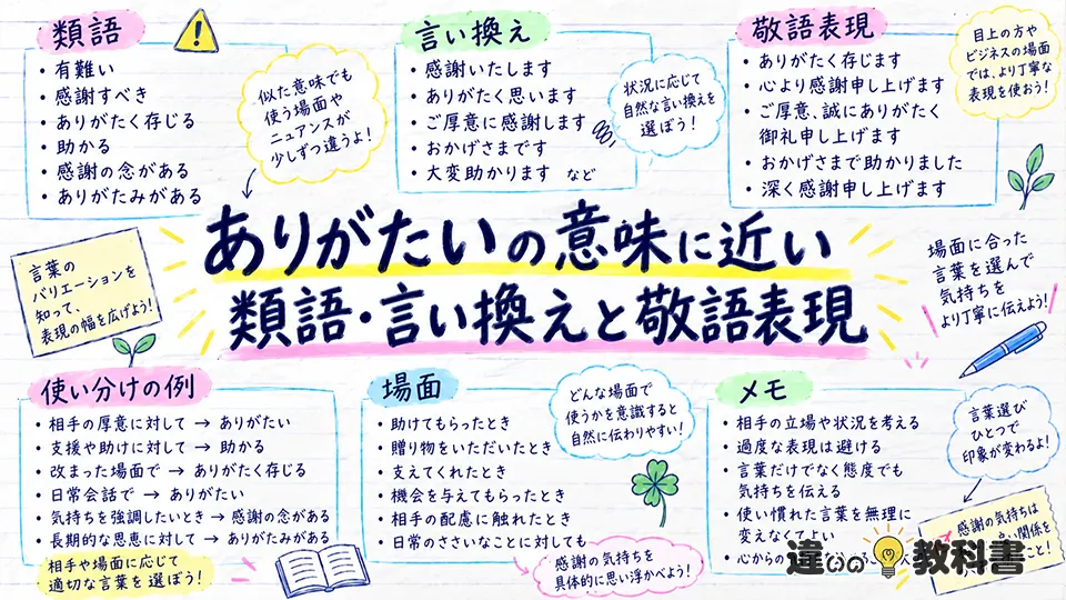 ありがたいの意味に近い類語・言い換えと敬語表現