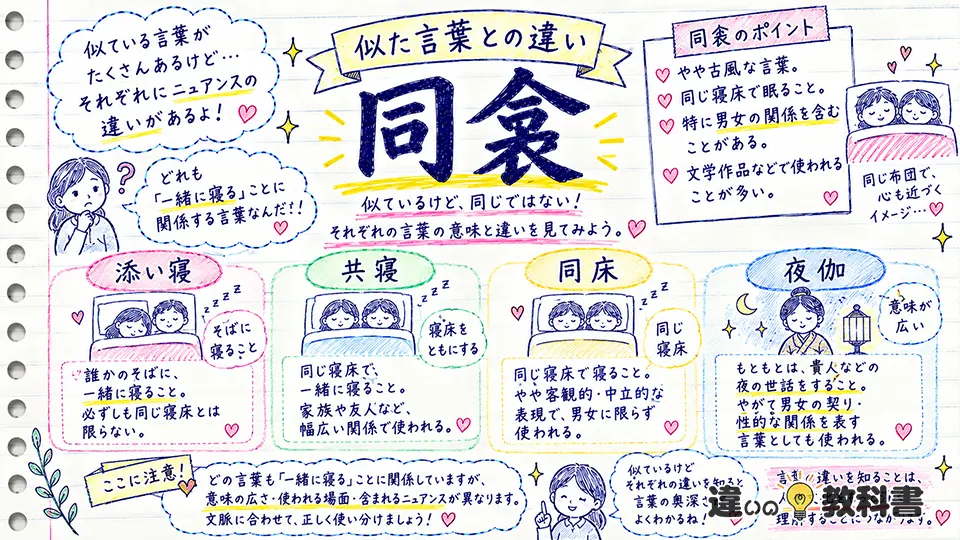 同衾の意味と「添い寝・共寝・同床・夜伽」の違い