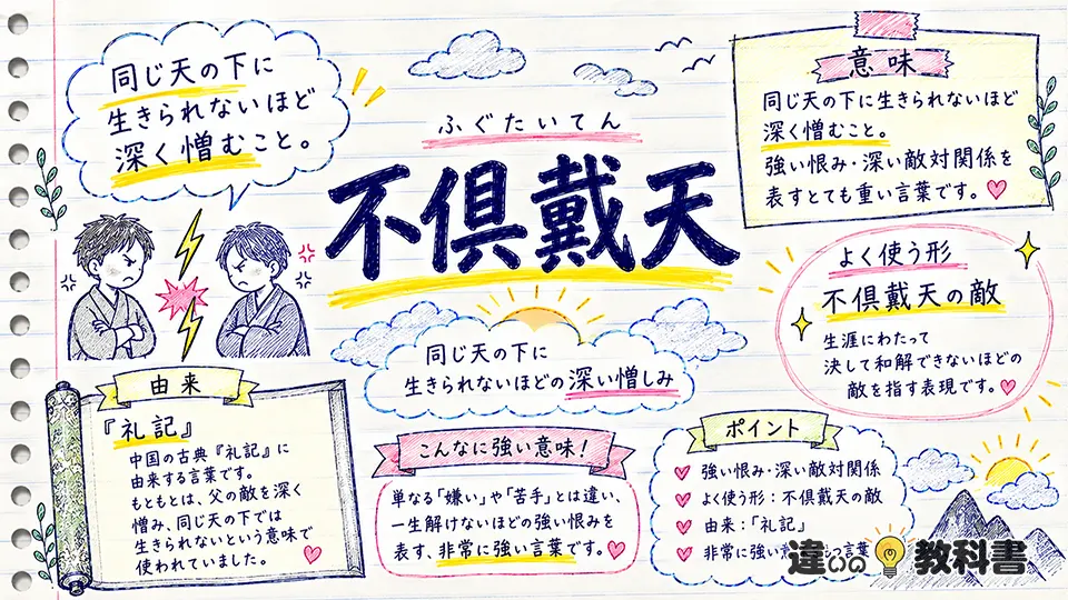 不倶戴天(ふぐたいてん)の意味や使い方【図解Note】