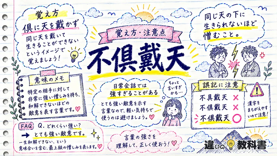 不倶戴天の意味に関するよくある疑問と覚え方