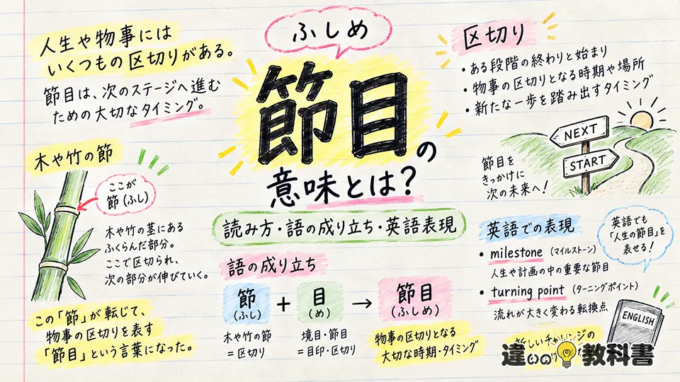 節目の意味とは？読み方・語の成り立ち・英語表現