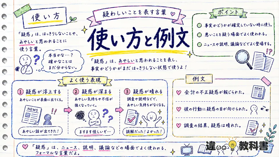 疑惑の意味が分かる使い方・例文と「浮上・深まる・晴れる」
