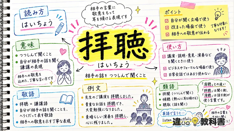 拝聴（はいちょう）の意味や使い方【図解Note】