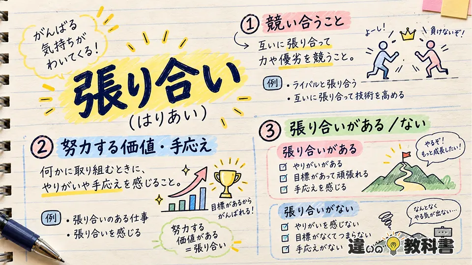 張り合い（はりあい）の意味や使い方【図解Note】