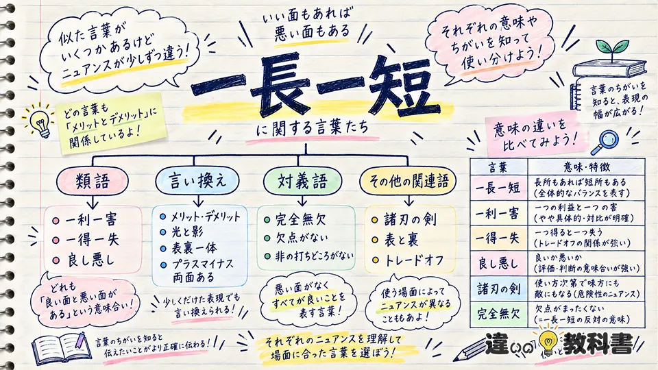 一長一短の意味がわかる使い方と例文｜人・仕事・日常でどう使う？