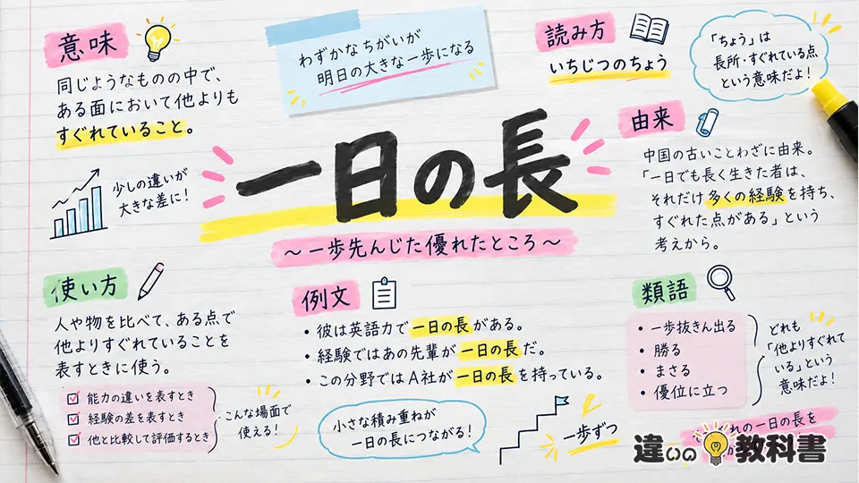 一日の長（いちじつのちょう）の意味や使い方【図解Note】