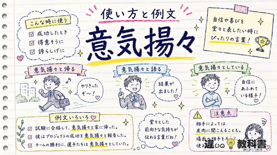 意気揚々の意味が伝わる使い方・例文