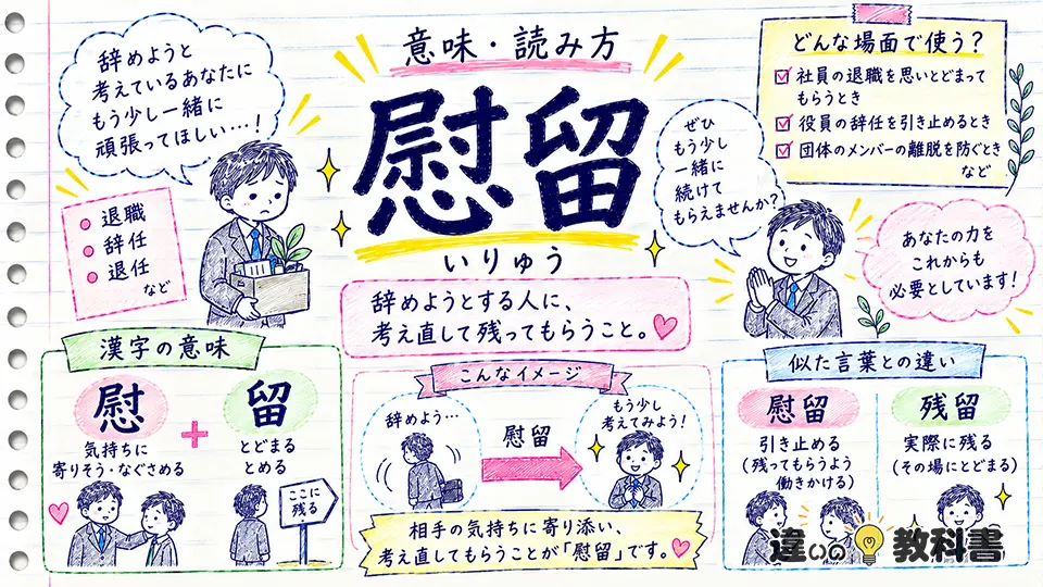 慰留の意味とは？読み方・語源をわかりやすく解説