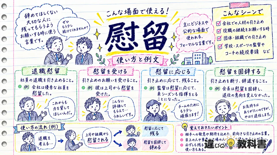 慰留の意味がわかる使い方と例文｜退職・辞任の場面