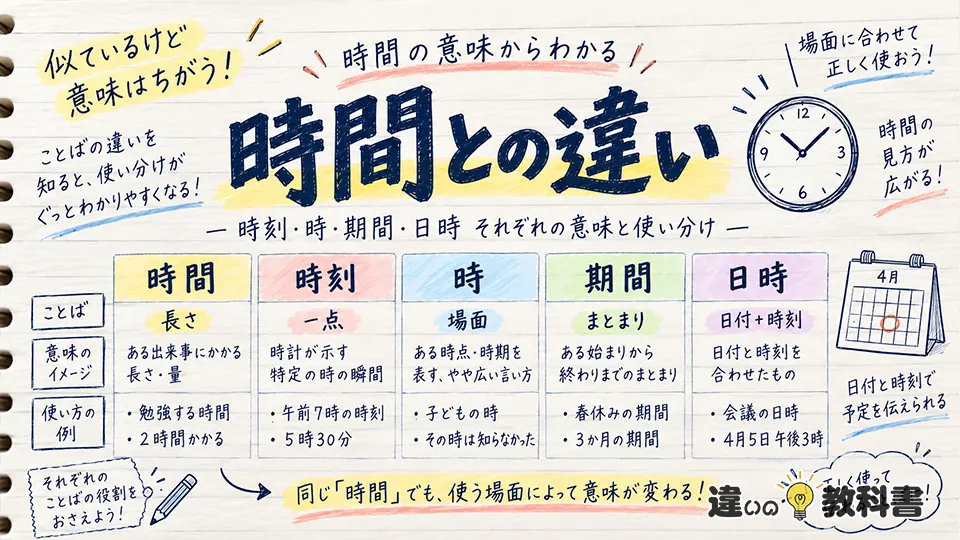 時間の意味からわかる「時刻・時・期間・日時」との違い