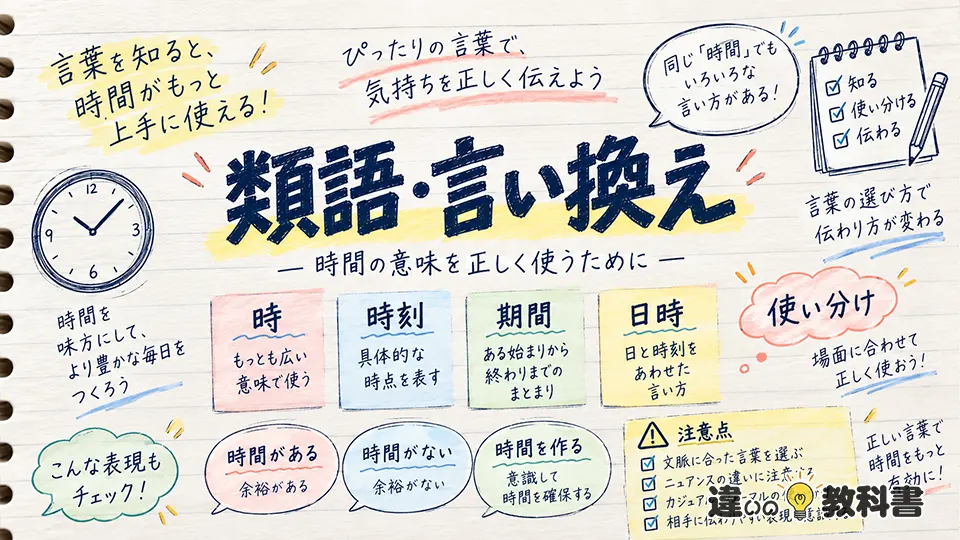 時間の意味を正しく使うための類語・言い換え・注意点