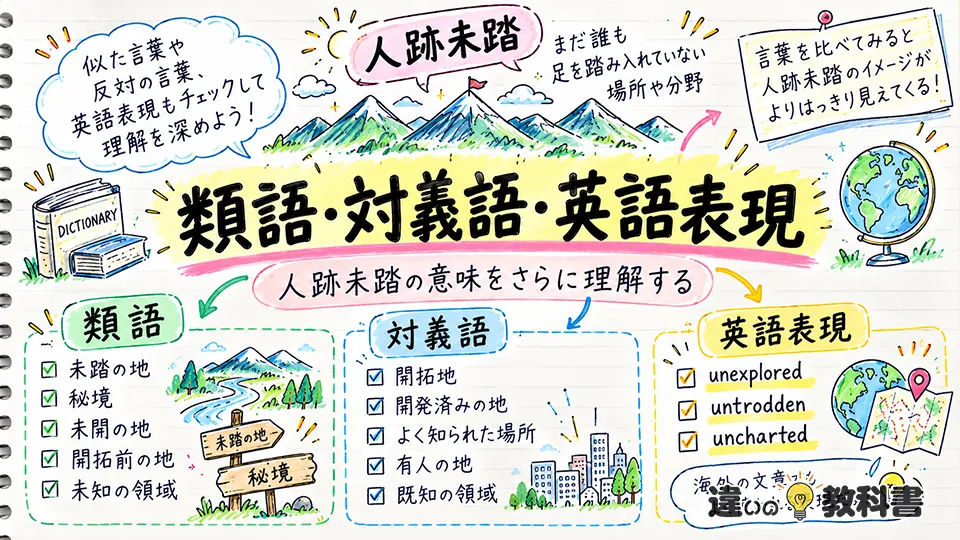人跡未踏の意味をさらに理解する類語・対義語・英語表現