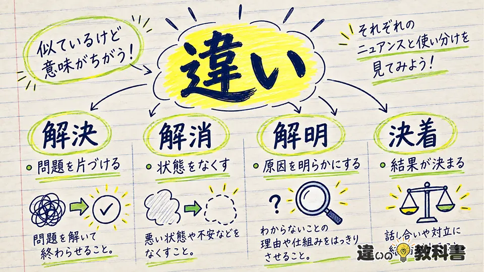 解決の意味と類語の違い｜解消・解明・決着との使い分け