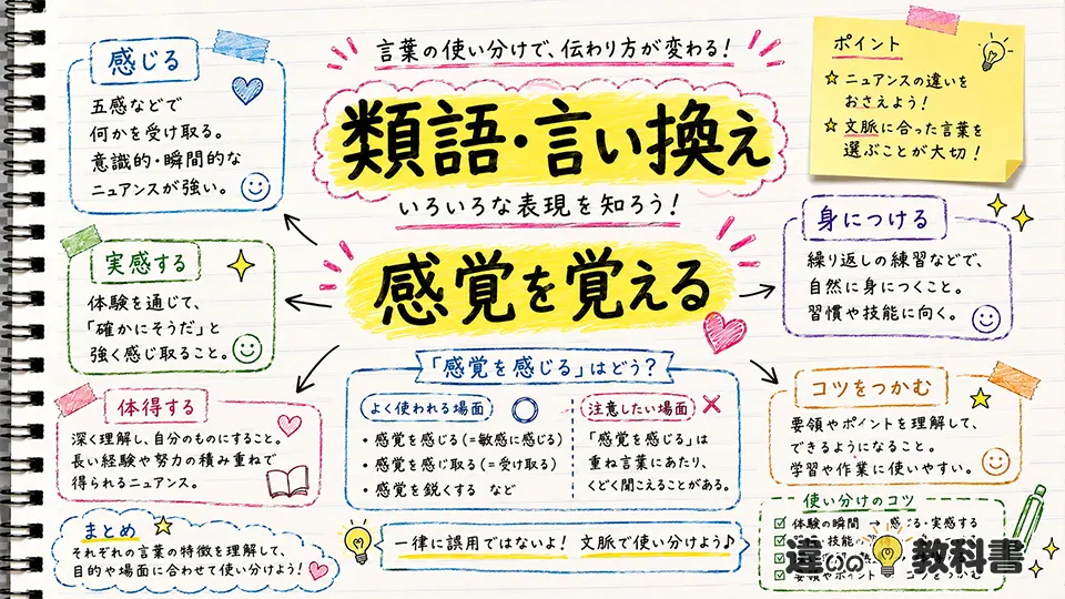 感覚を覚える（かんかくをおぼえる）の意味や使い方【図解Note】