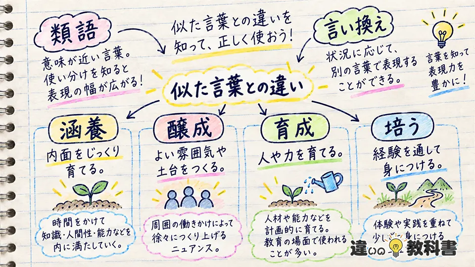 涵養の意味と類語・言い換え｜醸成や育成との違い