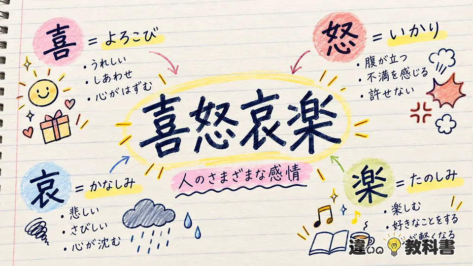 喜怒哀楽（きどあいらく）の意味や使い方【図解Note】