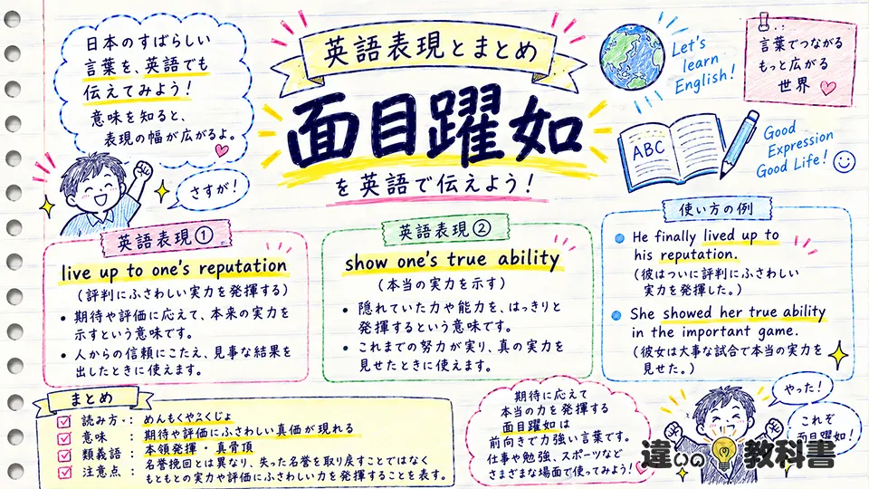 面目躍如の意味を英語表現とまとめで確認