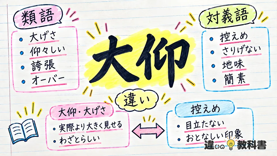 大仰の意味と類語・対義語｜大げさ・仰々しいとの違い