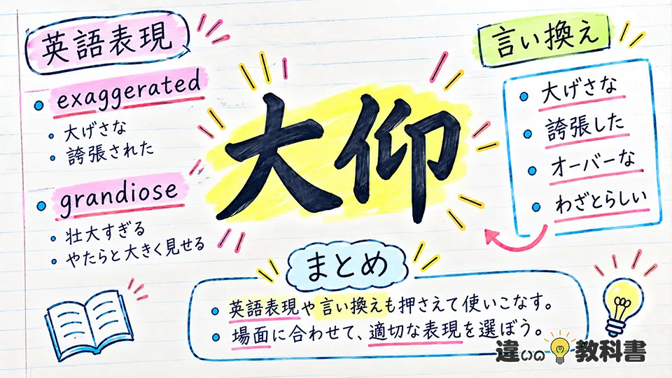大仰の意味をさらに理解する英語表現・言い換えとまとめ