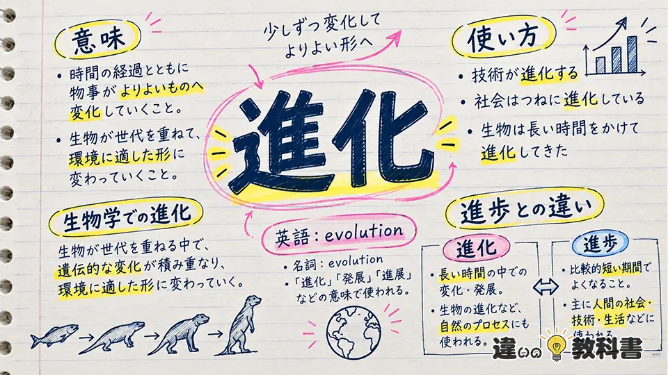進化（しんか）の意味や使い方【図解Note】