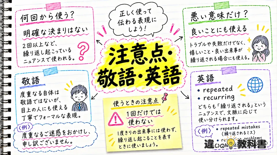 度重なるの意味を正しく理解するための注意点・敬語・英語表現