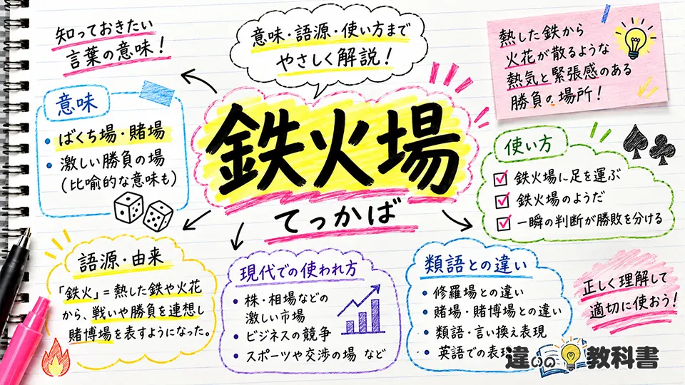 鉄火場の意味と類語の違い｜修羅場・戦場・賭場との使い分け