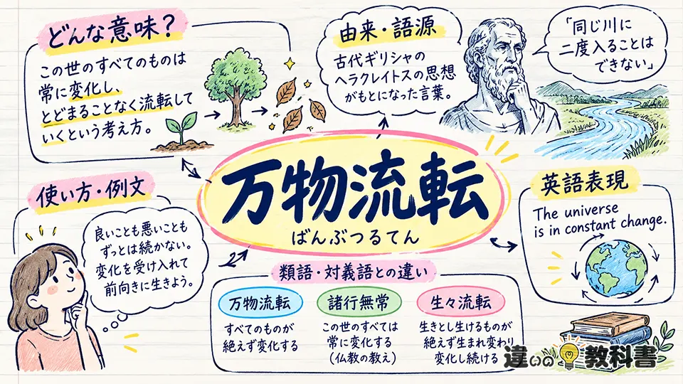 万物流転の意味が伝わる使い方と例文｜諸行無常・生々流転との違い