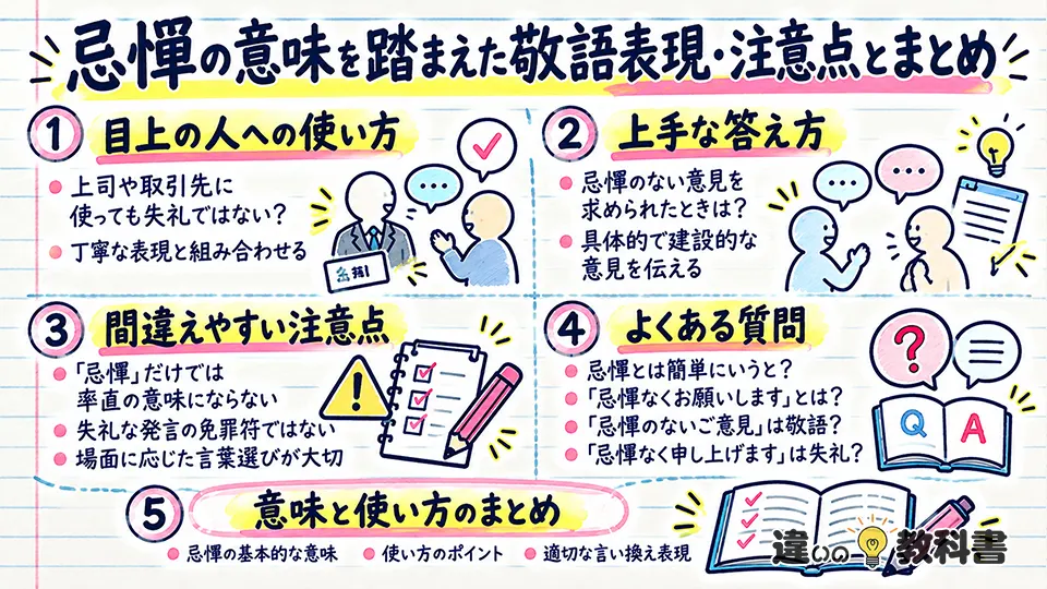 忌憚の意味を踏まえた敬語表現・注意点とまとめ
